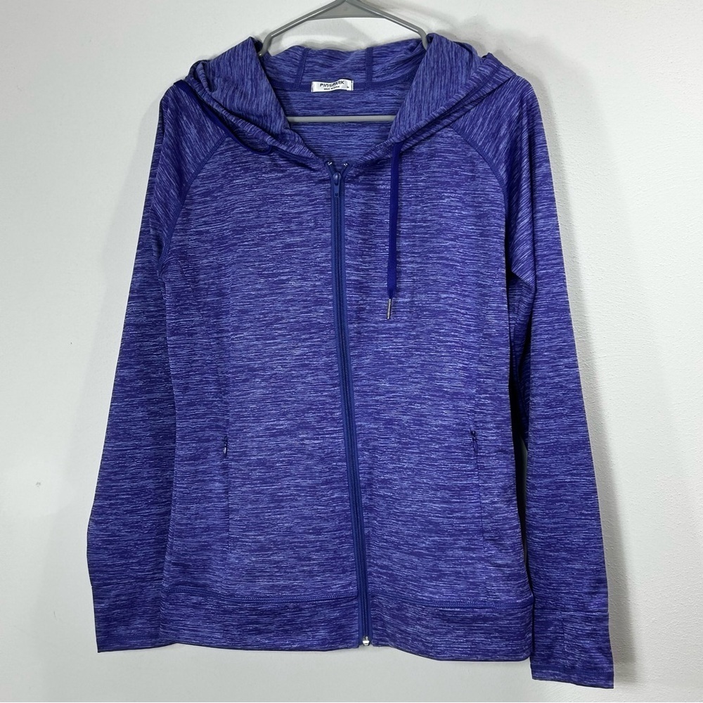 Pinspark Women's Heathered Purple Workout Sporty Zip Hooded Jacket Size M - Picture 1 of 10